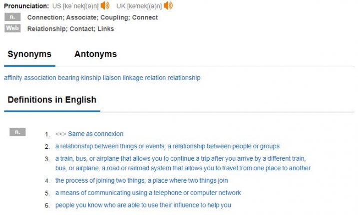 Connection in Dictionary